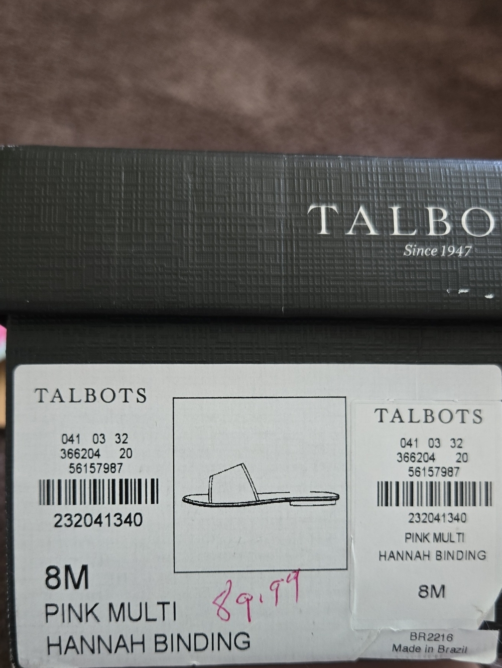 NEW Talbots Pink Multi Color Slide Sandals 8 M - Picture 6 of 6